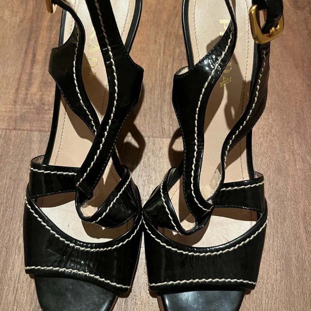 Prada Black Wedge Sandals - Picture 2 of 7